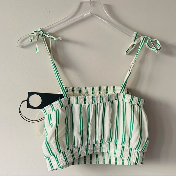 Privacy Please Schaefer crop Top in Green Stripe - Picture 6 of 7